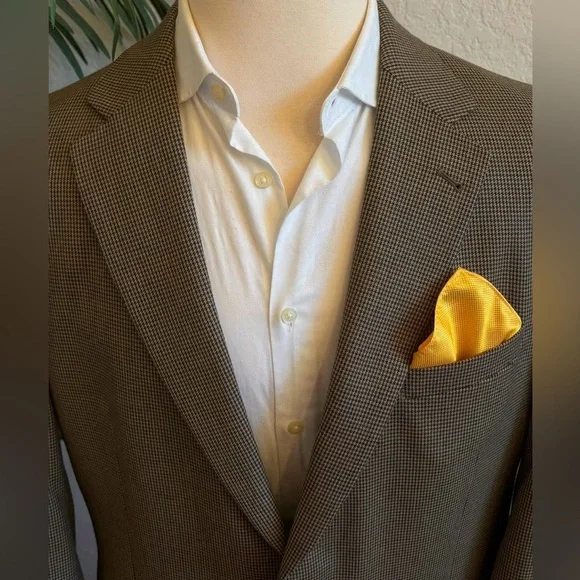 JOS A BANK MENS BLAZER SIZE 44L HOUNDSTOOTH SPORT COAT 2 BUTTON SUIT JACKET